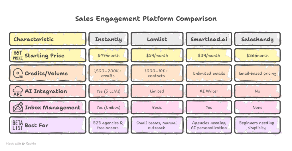 Table showing How Does Instantly Compare to Other Cold Email Tools_ - visual selection